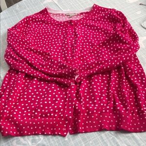 Woman Within Pink and White Polka Dot Knit